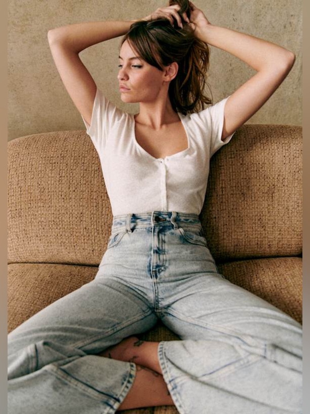 Sezane Le Crop Wide Leg Jeans